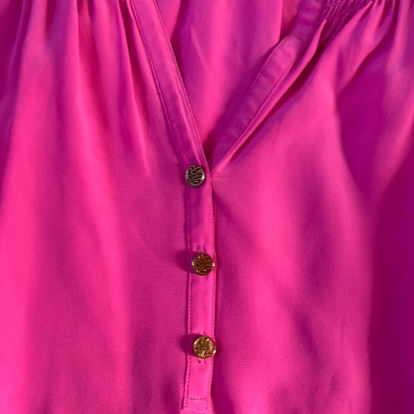 Lilly Pulitzer Pink Relaxed Blouse with Mandarin Collar - Picture 3 of 5